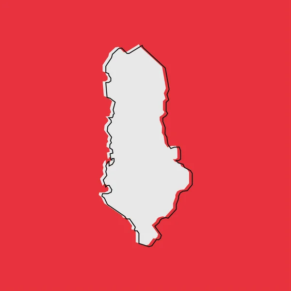 Illustration Vectorielle Carte Albanie Sur Fond Rouge — Image vectorielle