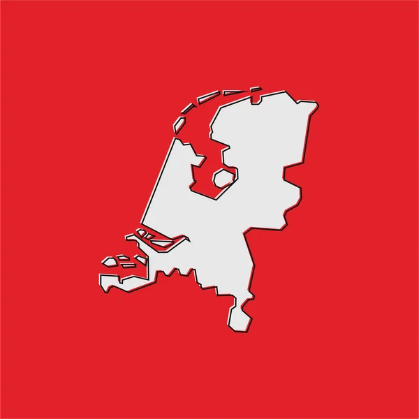 Illustration Vectorielle Carte Des Pays Bas Sur Fond Rouge — Image vectorielle