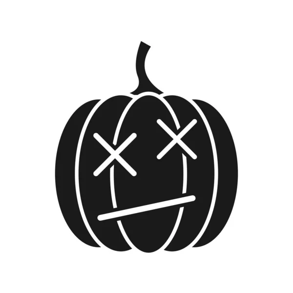 Citrouille Noire Visage Mort Concept Halloween Illustration Vectorielle Dessin Animé — Image vectorielle