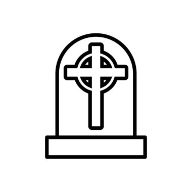 Mezar taşı ve çapraz çizgili düz vektör simgesi