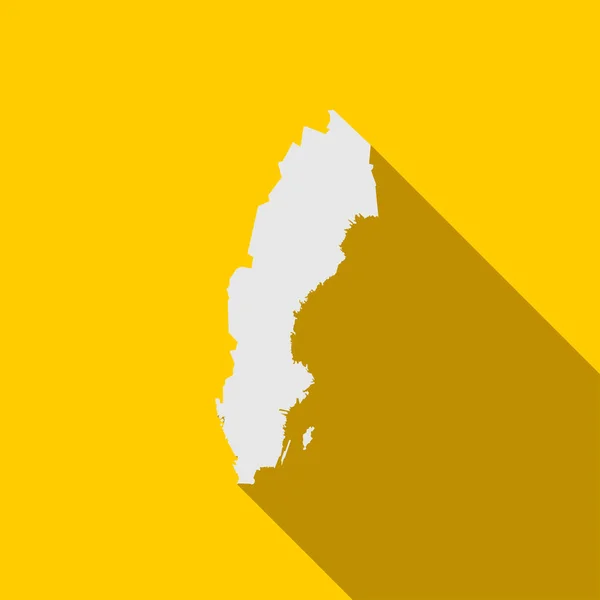 Mapa Szwecji Odizolowana Żółtym Tle Długim Cieniem — Wektor stockowy