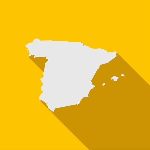 Illustration Vectorielle Carte Espagne Sur Fond Jaune Avec Ombre Longue — Image vectorielle