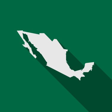 Meksika haritası yeşil arka planda uzun gölgeli