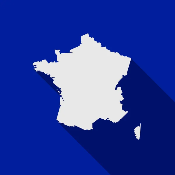Карта Франции Голубом Фоне Длинной Тенью — стоковый вектор