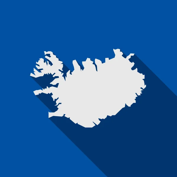 Векторная Карта Исландии Изолирована Голубом Фоне Длинной Тенью — стоковый вектор