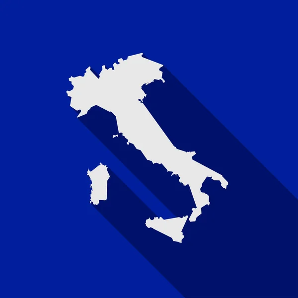蓝底长影下的意大利地图 — 图库矢量图片