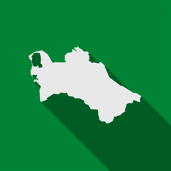Mapa Turkmenistán Sobre Fondo Verde Con Sombra Larga — Vector de stock