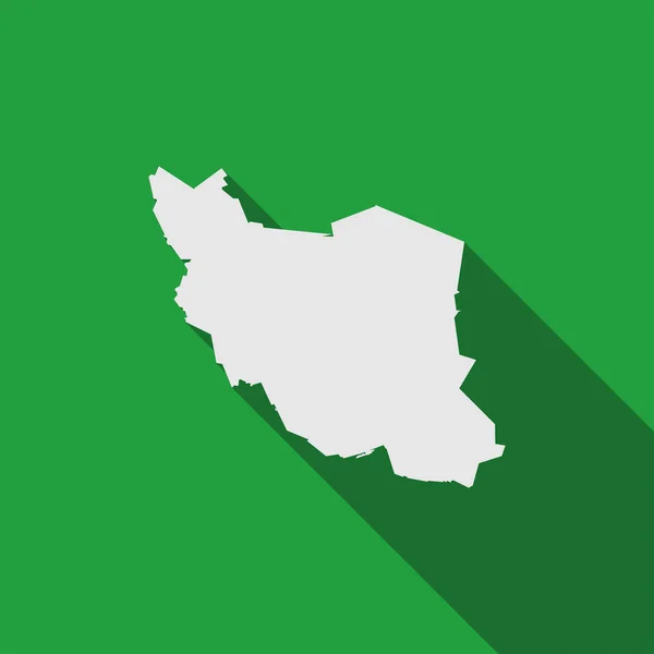 Mapa Irán Sobre Fondo Verde Con Sombra Larga — Vector de stock