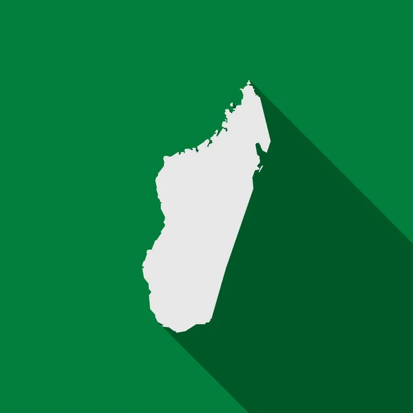 Mapa Madagaskaru Zielonym Tle Długim Cieniem — Wektor stockowy