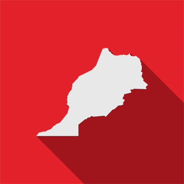 Mappa Del Marocco Sfondo Rosso Con Lunga Ombra — Vettoriale Stock