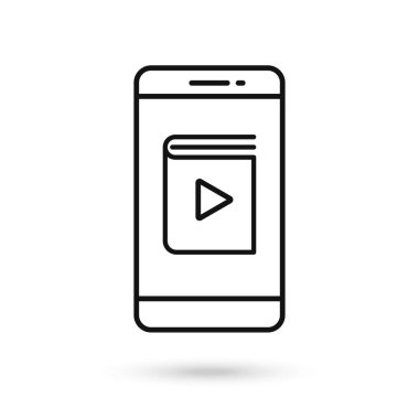 Audiobook düz tasarım ikonlu cep telefonu.