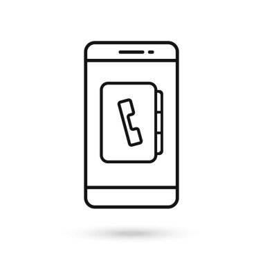 Kişi Listesi düz tasarım simgesine sahip cep telefonu.