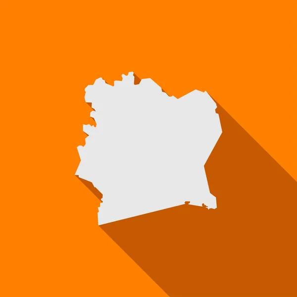Mapa Costa Marfil Sobre Fondo Naranja Con Sombra Larga — Vector de stock