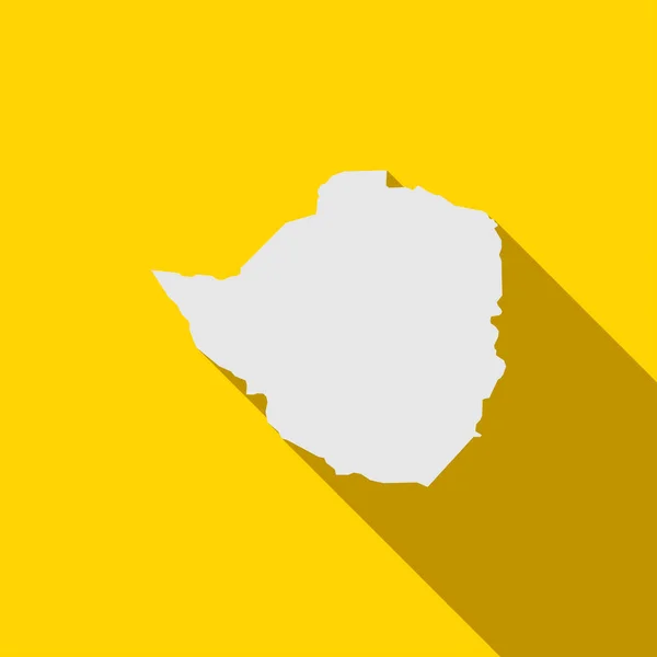 Mapa Zimbabue Sobre Fondo Amarillo Con Sombra Larga — Vector de stock