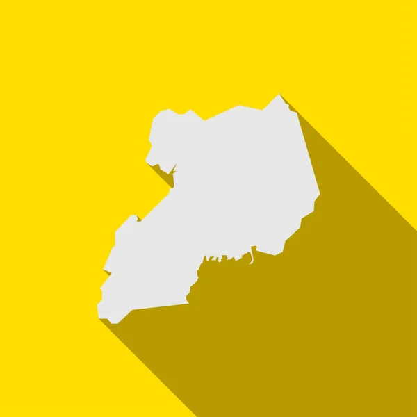 Mapa Uganda Sobre Fondo Amarillo Con Sombra Larga — Vector de stock