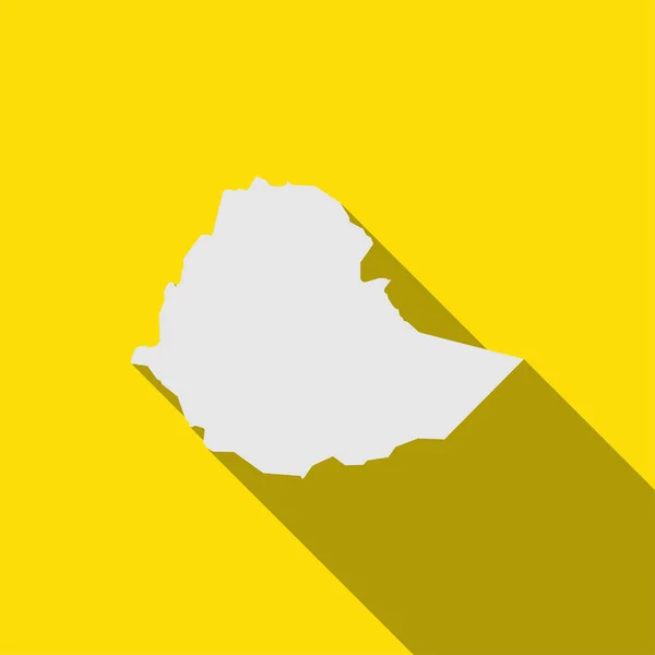 Mapa Etiopía Sobre Fondo Amarillo Con Sombra Larga — Vector de stock