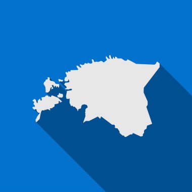 Uzun gölgeli Estonya Mavi Arkaplan Haritası