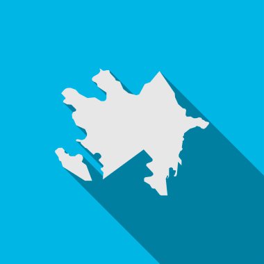 Mavi Arkaplanda Azerbaycan haritası uzun gölgeli