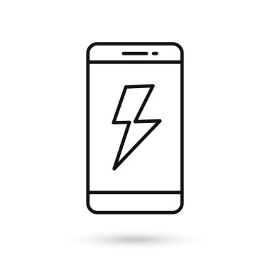 Şimşek işaretli cep telefonu düz tasarım simgesi.