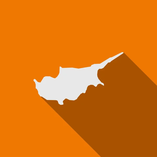 Mapa Chipre Sobre Fondo Amarillo Con Sombra Larga — Vector de stock