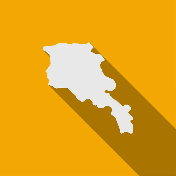 Mapa Armenia Sobre Fondo Amarillo Con Sombra Larga — Vector de stock