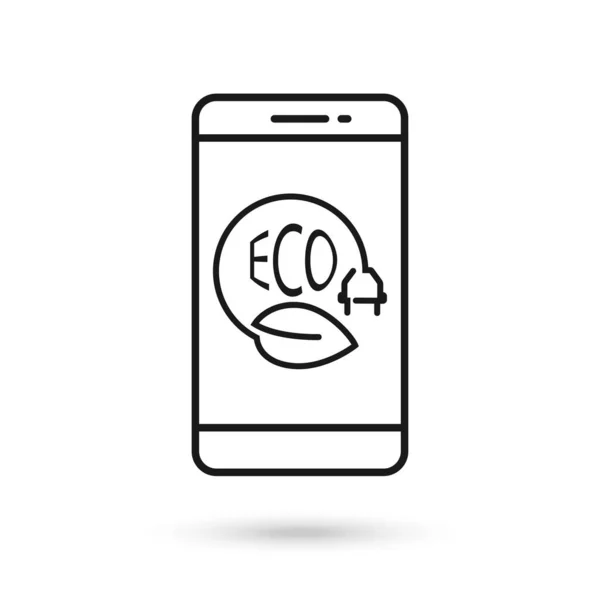 Icona Design Piatto Del Telefono Cellulare Con Icona Energia Ecologica — Vettoriale Stock
