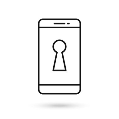 Tuş deliği işaretli cep telefonu düz tasarım simgesi.