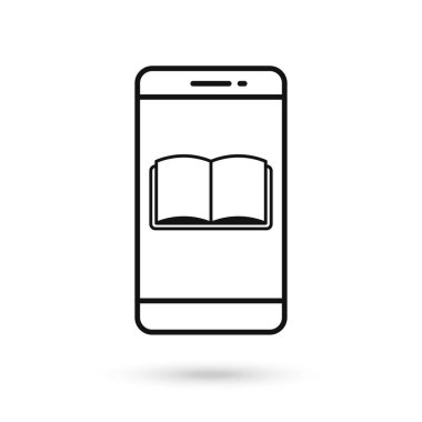 Kitap imzalı cep telefonu düz tasarım simgesi.