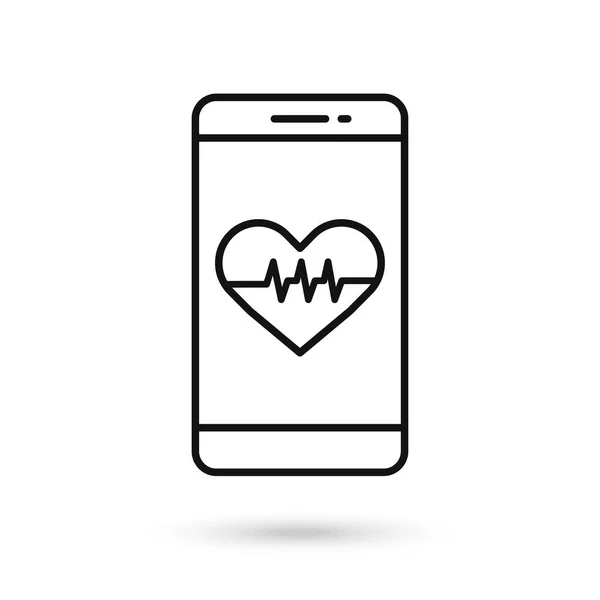 Mobilní Telefon Plochý Design Ikona Nápisem Heart Beat — Stockový vektor