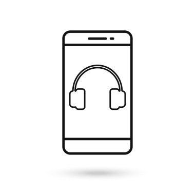Kulaklık sembollü cep telefonu düz tasarım simgesi