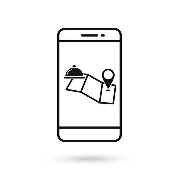 Mobile Téléphone Plat Icône Conception Avec Symbole Livraison Nourriture — Image vectorielle