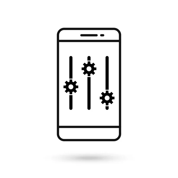 Mobiele Telefoon Plat Ontwerp Met Instelling Pictogram — Stockvector