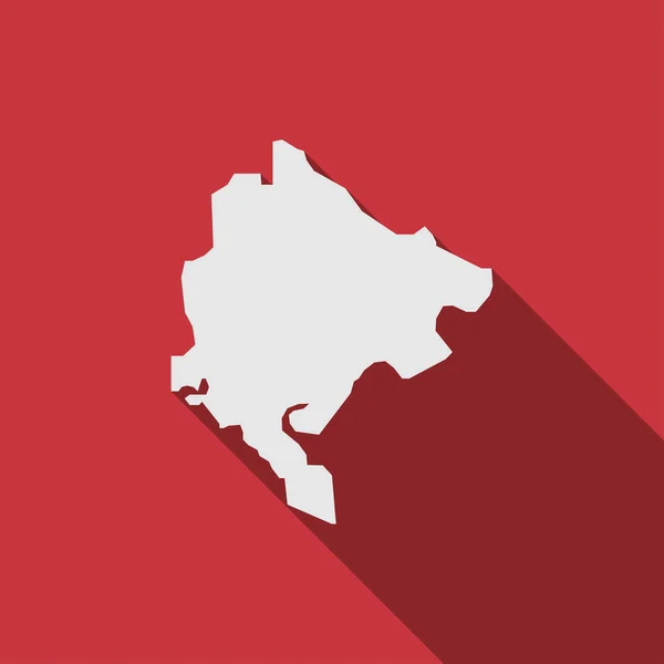 Mapa Montenegro Rojo Fondo Con Sombra Larga — Vector de stock