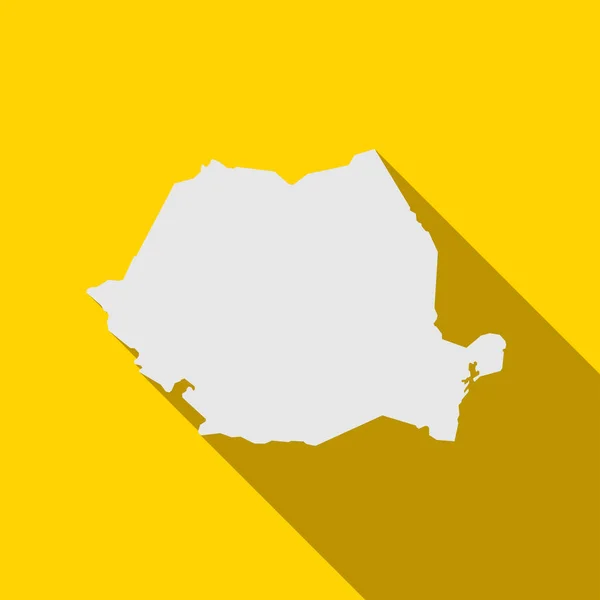 Χάρτης Της Ρουμανίας Για Κίτρινο Φόντο Μεγάλη Σκιά — Διανυσματικό Αρχείο