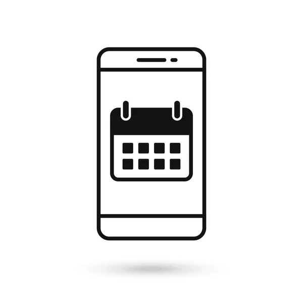Teléfono Móvil Icono Diseño Plano Con Icono Calendario — Vector de stock