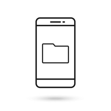 Dosya sembollü cep telefonu düz tasarım simgesi