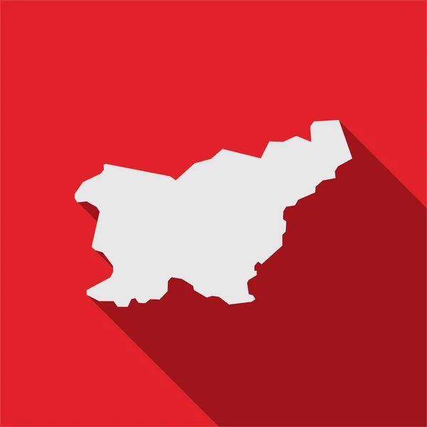 Mapa Eslovenia Rojo Fondo Con Sombra Larga — Vector de stock
