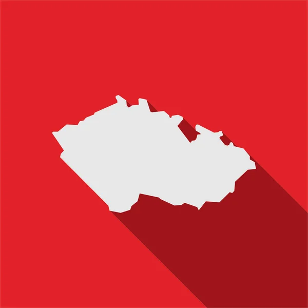 Mapa República Checa Rojo Fondo Con Sombra Larga — Vector de stock