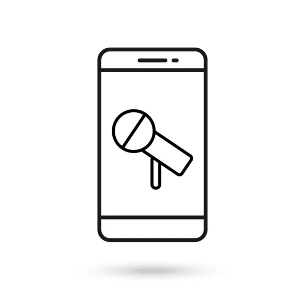 Telefon Komórkowy Płaski Projekt Ikona Symbolem Mikrofonu — Wektor stockowy