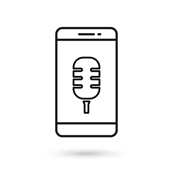 Icône Design Plat Téléphone Portable Avec Panneau Microphone — Image vectorielle
