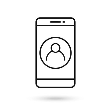 Kullanıcı avatar imzalı cep telefonu düz tasarımı.