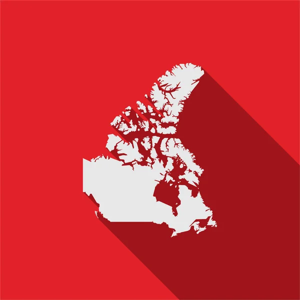 Карта Канади Червоному Тлі Довгою Тінню — стоковий вектор