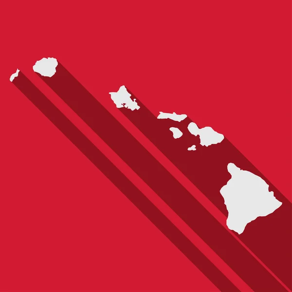 Carte État Hawaï Avec Une Ombre Longue — Image vectorielle