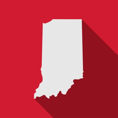 Uzun gölgeli Indiana eyalet haritası