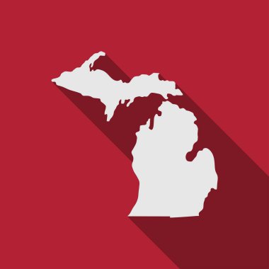 Michigan eyalet haritası uzun gölgeli