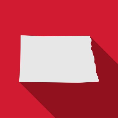 Uzun gölgeli Kuzey Dakota eyalet haritası