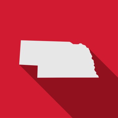Uzun gölgeli Nebraska devlet haritası