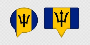 Konuşma balonunda Barbados bayrağı.