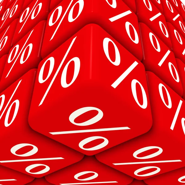 Percent Symbols on Cubes Faces. Red cubes labeled with percentage symbols. Business background. 3D Illustration