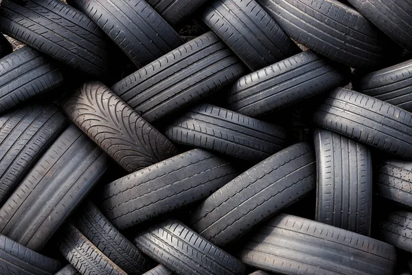 Uma Pilha Pneus Usados Para Automóveis Textura Fundo — Fotografia de Stock